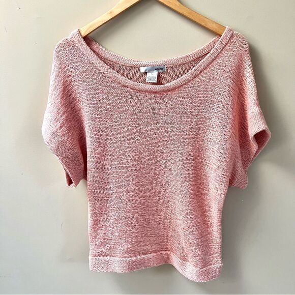 WD NY open knit peach/pink sweater Sz L - Picture 1 of 6